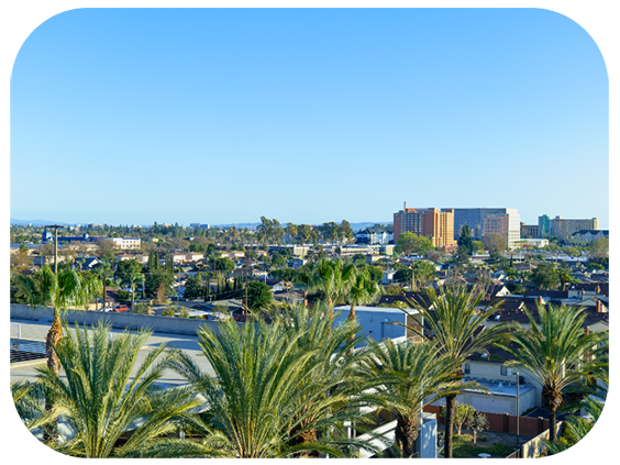 A city skyline of Anaheim